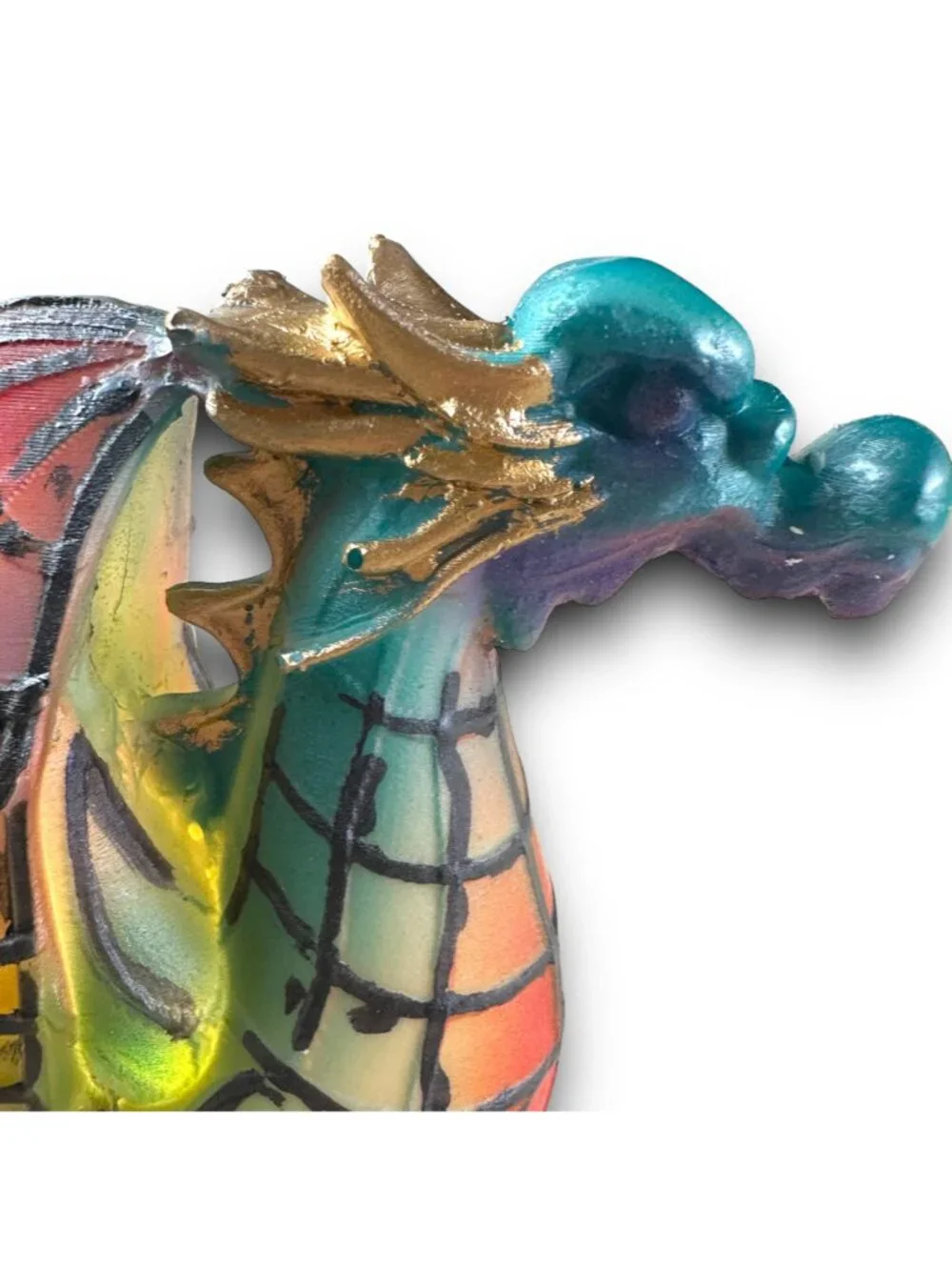 Hand-Painted Multicolor Dragon Lamp Figurine - 10